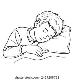Boy sleeping Continuous line art Vector illustration