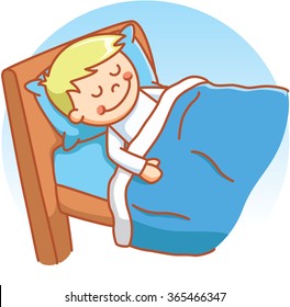 Little Girl Sleeping Deeply On Bed Stock Vector (Royalty Free ...