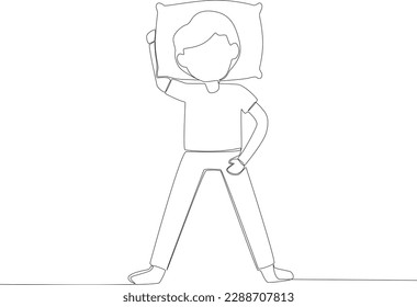 A boy sleeping relax. Sleep one-line drawing