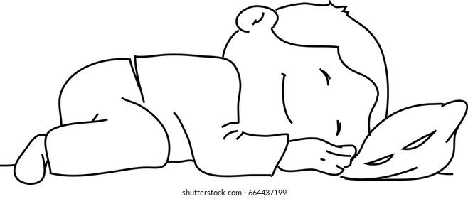 Boy sleeping sweetly – line art