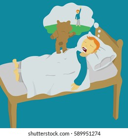 Boy sleeping with a teddy bear