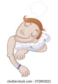 Boy sleeping, vector illustration