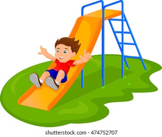 Boy sliding in the Park