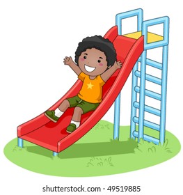 Boy sliding in the Park - Vector