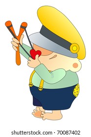 The boy with a slingshot