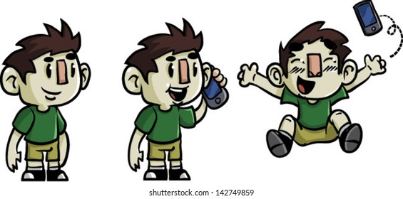 Boy with smart phone -  Vector clip art illustration on white background