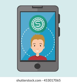 boy and smartphone isolated icon design, vector illustration  graphic 