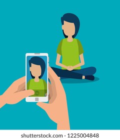 boy and smartphone technology in the hand take a picture