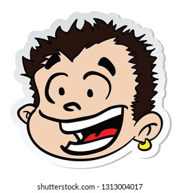boy smile sticker cartoon illustration isolated on white
