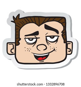 boy smile sticker cartoon illustration isolated on white
