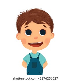 Boy smiling with his hands tied behind his back.