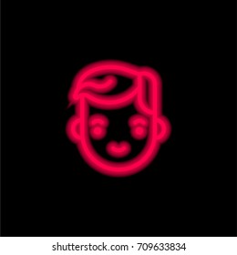 Boy Smiling red glowing neon ui ux icon. Glowing sign logo vector