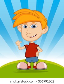 The boy smiling vector illustration