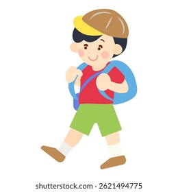 Menino sorrindo e andando ao ar livre ilustração
