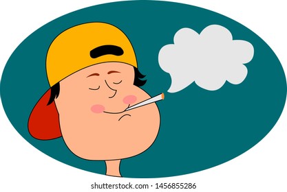 Cigar humeante de niño, ilustración, vector sobre fondo blanco