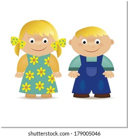 boy snd girl isolated on white background