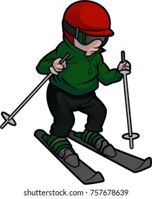 boy with snow skies and gear