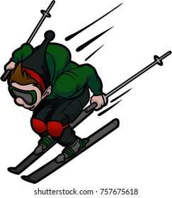 boy snow skiing downhill
