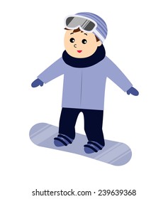 A boy snowboarding isolated, vector illustration
