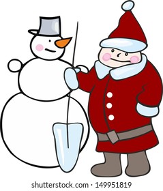a boy and a snowman