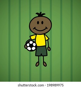 boy with soccer ball (cartoon doodle)