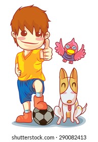 boy soccer and pet