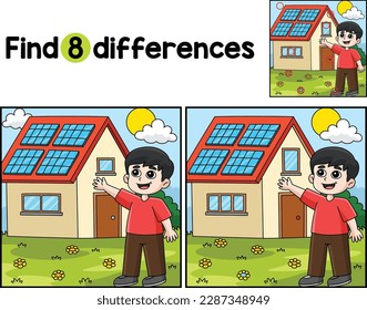 Chico con panel solar encuentra las diferencias