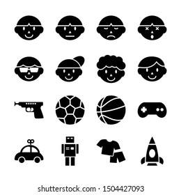 boy solid icons vetor design