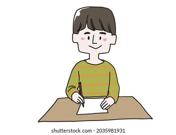 Boy solving test questions with plenty of time
