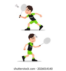 a boy with some badminton moves