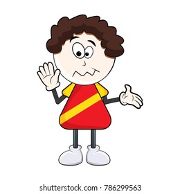 boy with sour face cartoon isolated on white background