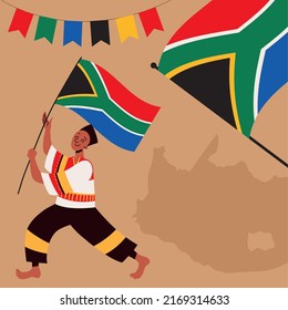 boy with south africa flag in heritage day