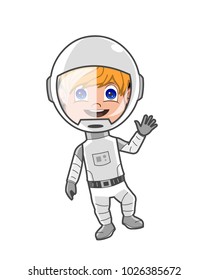 boy in space suit smiling