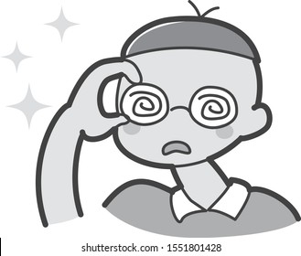 A boy with sparkling eyes touching his glasses