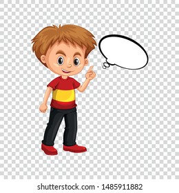 Boy with a speech icon on an isolated background.