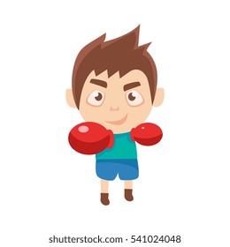 Boy Sportsman Boxing Part Of Child Sports Training Series Of Vector Illustrations