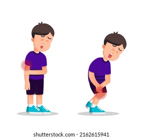 a boy with sprains in arms and legs