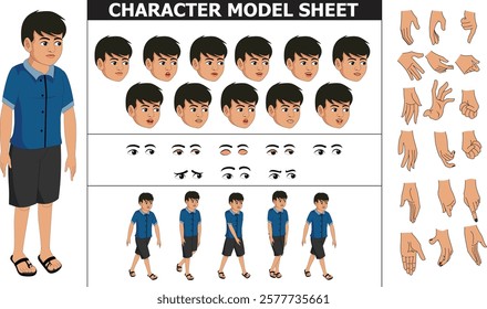 Boy Sprite Sheet | Rigged 2D Character with Lip Sync, Walk Cycle, Eye Blink, Eyebrow Expressions, and Hand Sync | Ready-to-Use for Animation