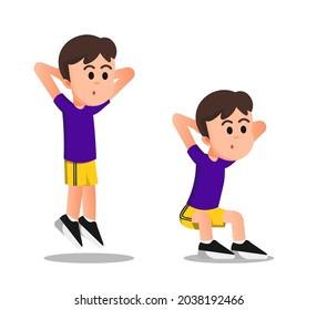 a boy with squat jumps movement