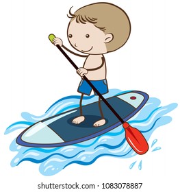 A Boy Stand Up Paddle Board illustration