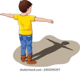 Boy standing with arms wide open vector illustration