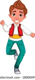 Boy standing dance cartoon vector art and illustration