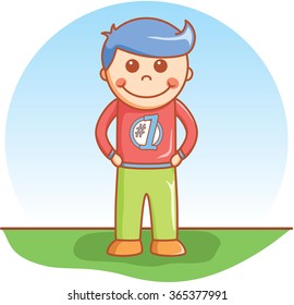 Boy standing  doodle cartoon vector illustration .eps10