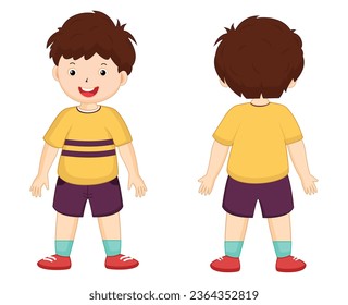 boy is standing front and back pose