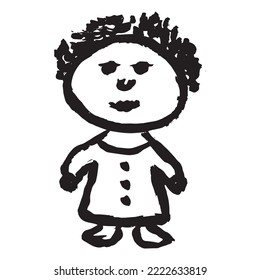 boy standing funny kid vector illustration painted cartoon