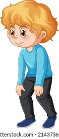 A boy standing and looking for on white background illustration