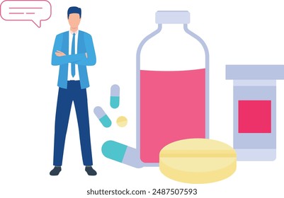 The boy is standing next to the jar.