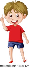 A boy standing on the floor cartoon character on white background illustration