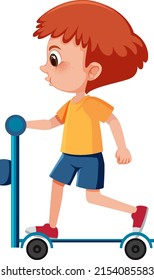 A boy standing on scooter cartoon character illustration