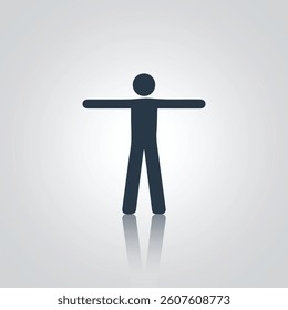 Boy standing in open arms, A man doing exercises icon,